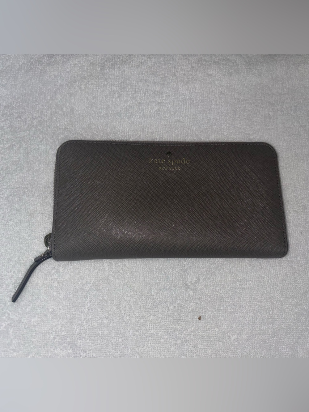 kate spade Saffiano Zip Wallet in Dark Brown